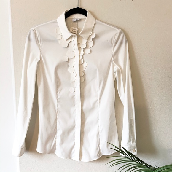Akris Punto Tops - NWT AKRIS PUNTO White Embellish Button Down Blouse